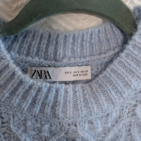 Zara Sweater Vest Light Blue Size Small Wool Blend Academia Preppy - Picture 4 of 11